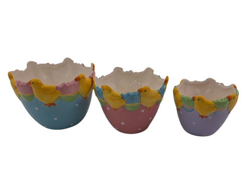 Juego de 3 cuencos de anidación de huevos de pollitos de Pascua de cerámica internacional para artículos para el hogar - Imagen 4 de 24