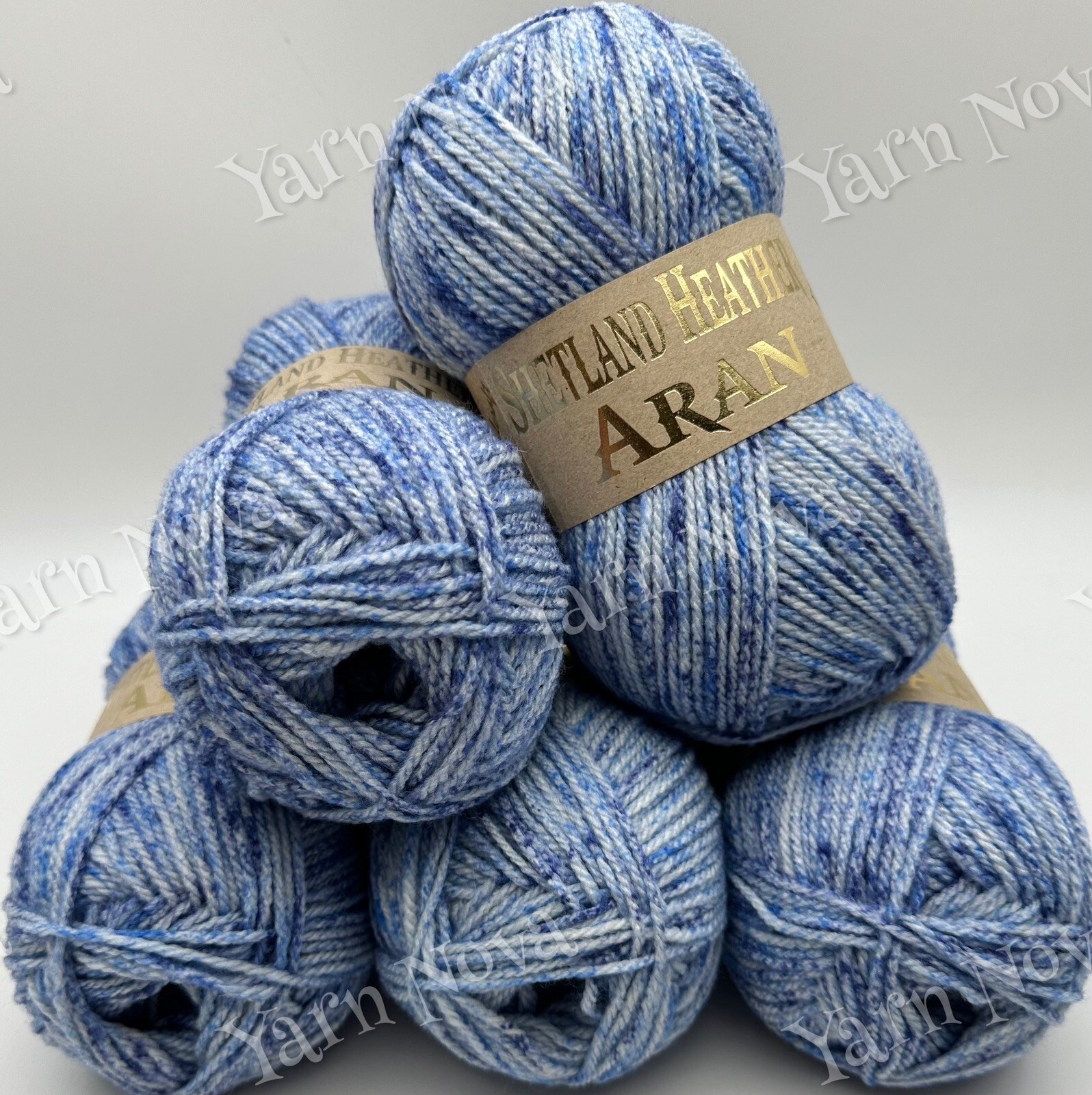 Woolcraft Shetland Heather Aran Knitting Crochet Yarn Wool - 5x100g Balls - 44
