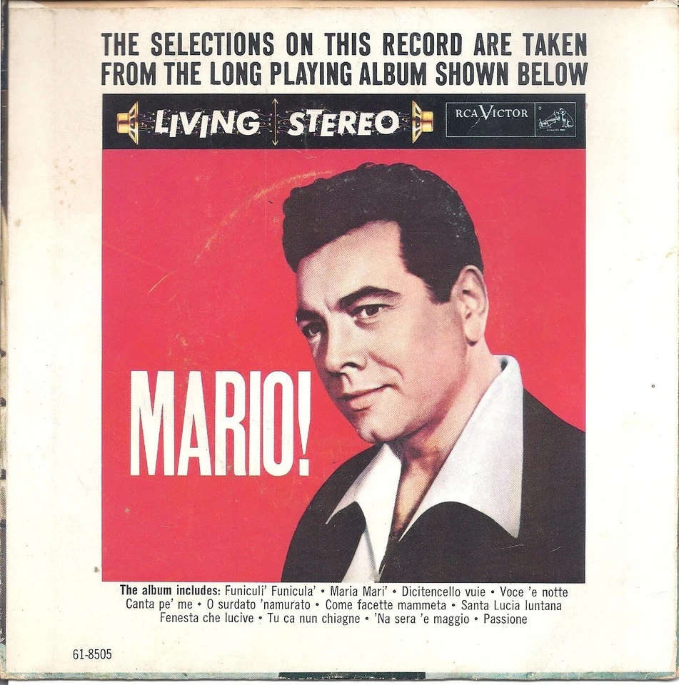 MARIO LANZA "Funiculi´ Funicula´/Maria Mari´" LIVING STEREO RCA VICTOR 61-8505 - Image 2 of 4