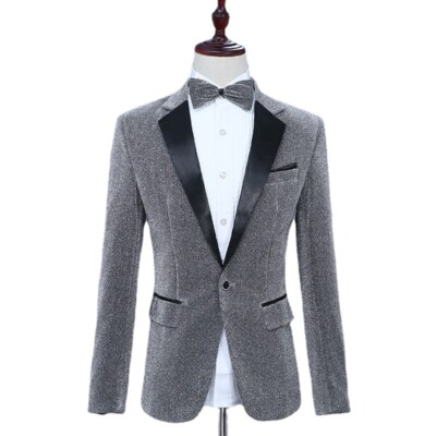 Herren Blazer Oberteil Anzug Jacke Mantel Party Ball Glänzend Showman Kostüm Top