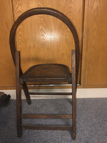 1930s General Sales Rastetter? Wood MCM Folding Church Chair Antique - Picture 3 of 5