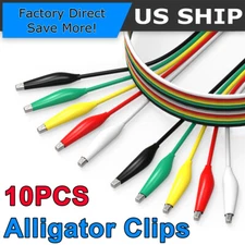 10Pcs 5Color Double-ended Wire Crocodile Alligator Clips Test Leads Jumper Cable