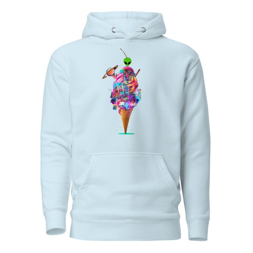 Trippy Ice Cream Glitch Graphic Art Hoodie (Unisex) - Psychedelic streetwear - Picture 22 of 23