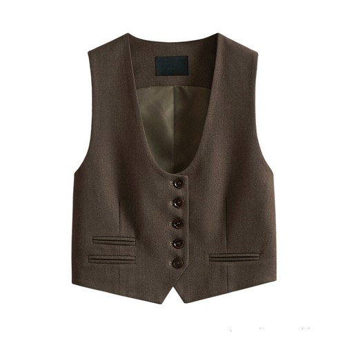 Spring and Autumn Vest Women's Fashion Short Sleeveless Office Gilet Waistcoats - Picture 5 of 14