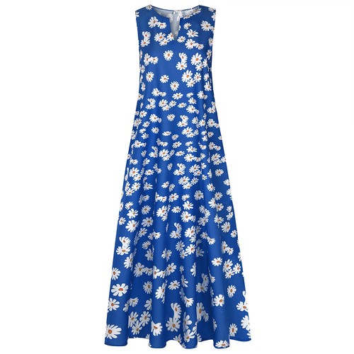 Damen-Maxikleid Mit Blumendruck Ärmelloses Maxikleid Sexy V-Ausschnitt! | - Picture 20 of 28