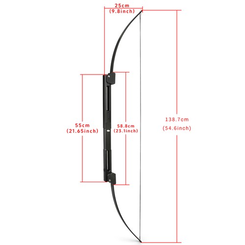 58" Archery Folding Bow 35lbs Straight Recurve Bow Longbow Portable Hunting R/LH - Picture 2 of 19
