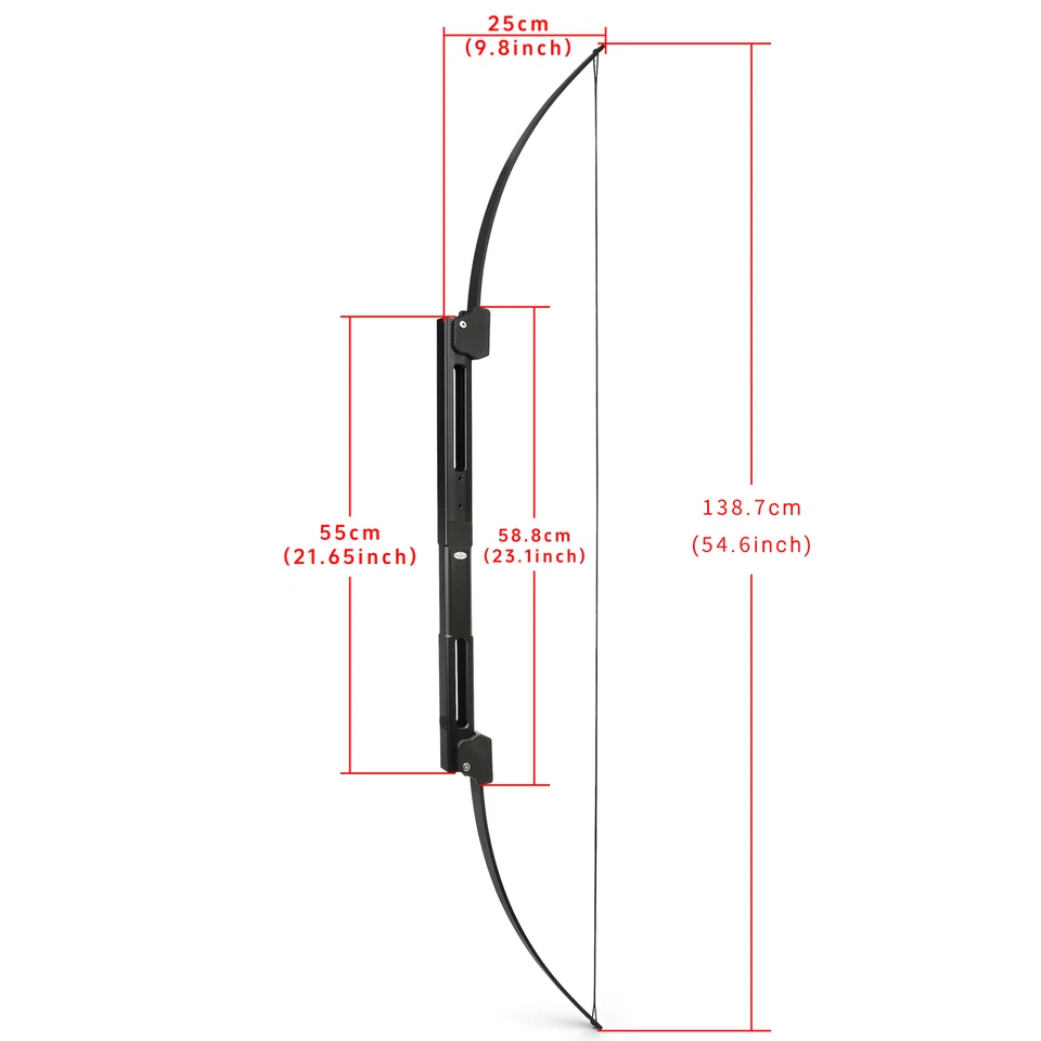 58" Folding Bow Portable Survival Bow 25-60lbs Recurve Bow Archery Hunting R/LH - Image 2 of 4