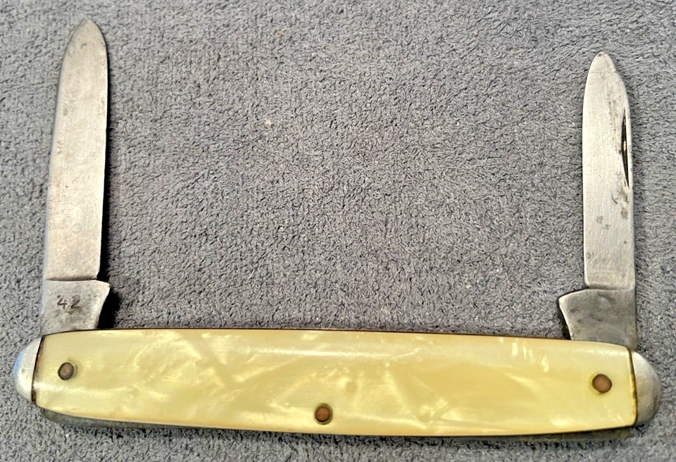 Canivete vintage Camillus #42 2 lâminas cabo de gelo rachado--140,24 - Imagem 2 de 4