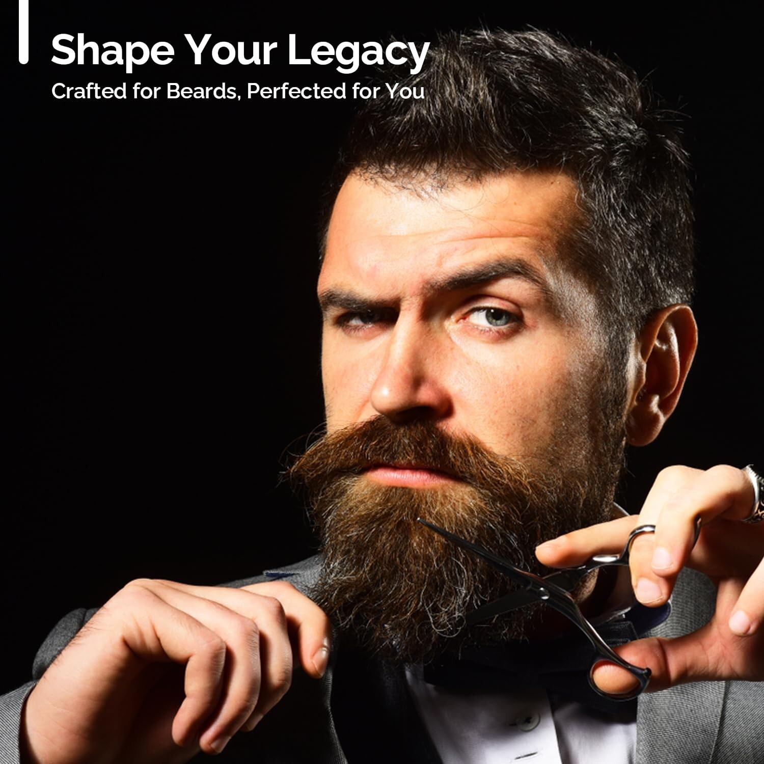 Beard Grooming Kit for Men - Brush, Scissors, Comb & Straight Edge Razor, blades