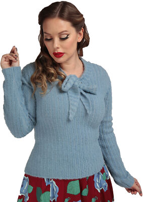 Collectif «JONY KNOT» Vintage SCHLEIFE Knit Ribbed Pullover JUMPER