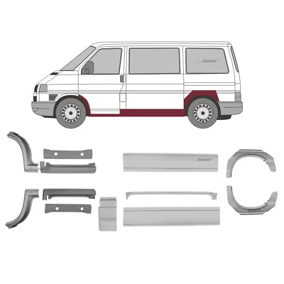 Reparaturblech set 12 stück Lang für VW transporter T4 1990-2003