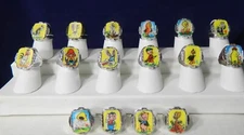 Complete Set 1970s Vari-Vue Looney Tunes Rings    (Lot B)