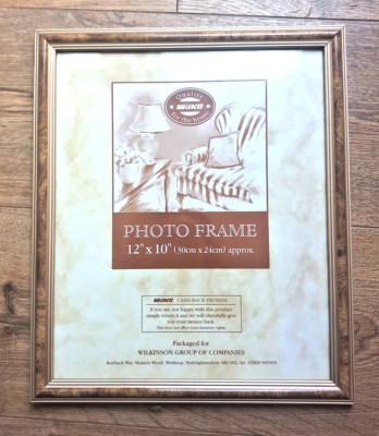 1 Vintage Foto Bilderrahmen Nussbaum Holzoptik hat goldfarbene Intarsien 12'' x 10''