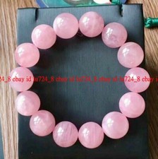 Genuine Natural 14mm Pink Quartz Gemstone Round Beads Stretch Bracelet 7.5"