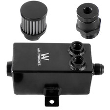 2x Black Universal Aluminium Oil Breather Catch Tank Can W Filter 10an Drain 2x Black Universal Aluminium Oil Breather Catch Tank Can W Filter 10an Drain