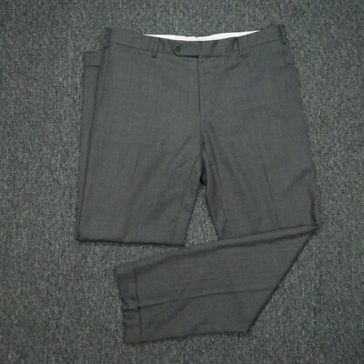 Zanella Pants Men 36x32 Gray Parker Wool Flat Front Straight Trousers