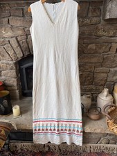 Vtg. Picardo Knits Ivory Sweater Dress sz. Med. Fitted sleeveless V-neck 60's70s