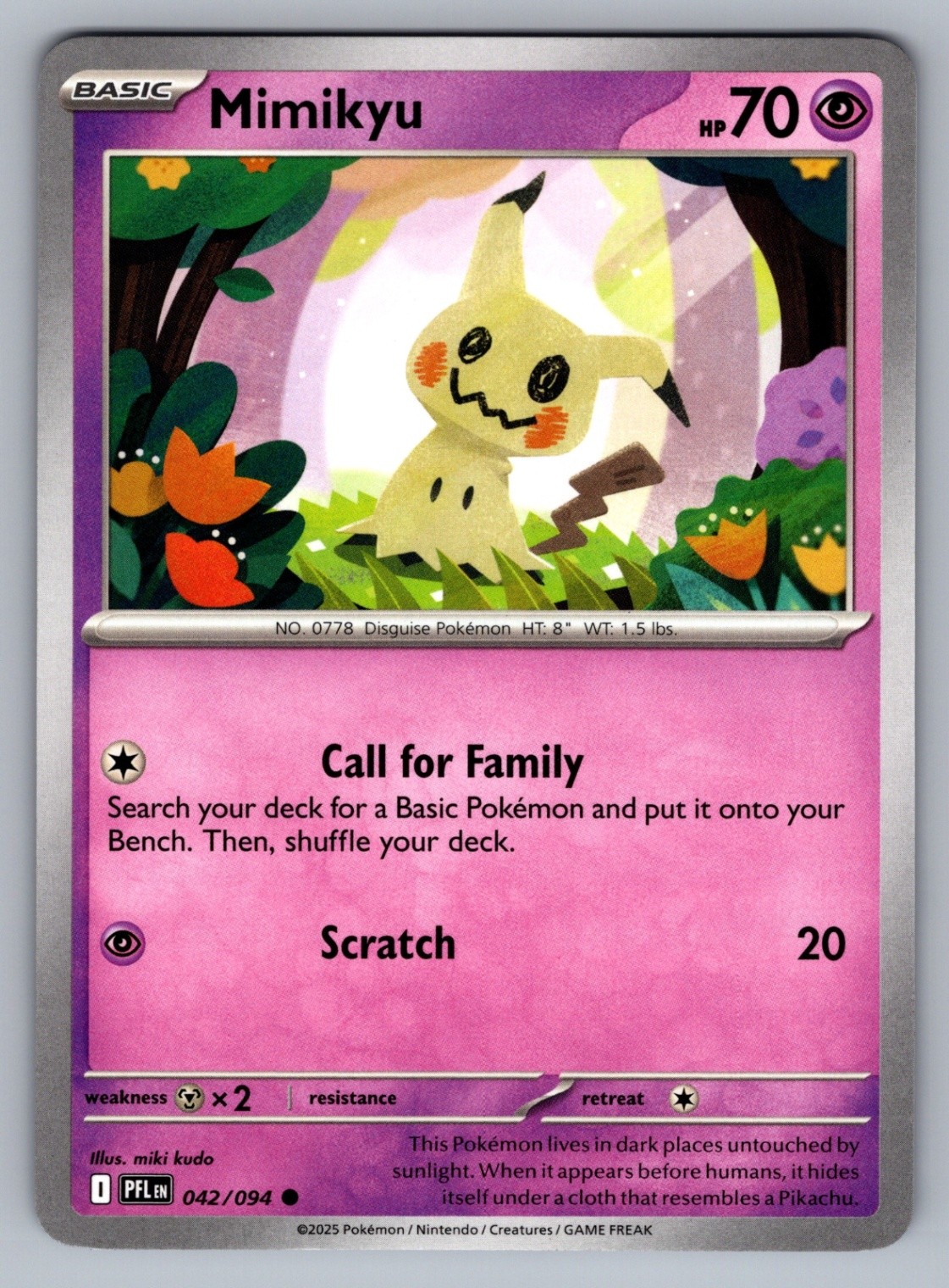 Pokémon TCG Mimikyu Common ME02: Phantasmal Flames 042/094 NM