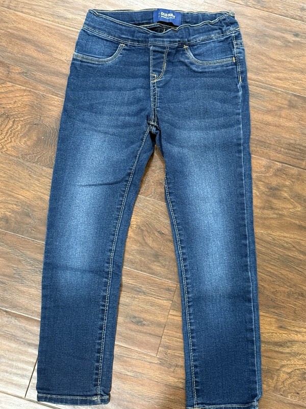 Girls Old Baby Skinny Jeans, Medium Dark Wash, Size 6-7 Adjustable Waist