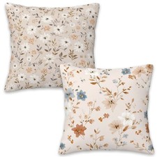 Throw Pillow Covers 18x18 Set of 2  Daisy Floral Decorative Cushion Covers f...