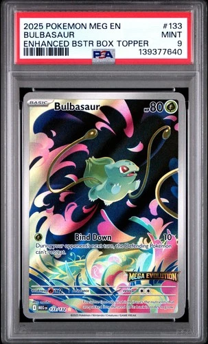 2025 POKEMON MEG EN-MEGA EVOLUTION ENHANCED BOOSTER BOX TOPPER BULBASAUR PSA 9
