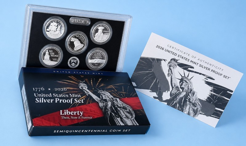 2026 S SILVER Proof Semiquincentennial Set of 5 Quarter with US MINT Box & COA _