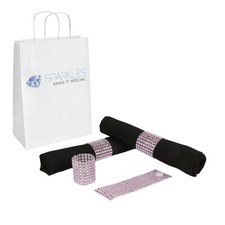 100 Pink Rhinestone Napkin Rings - 8 Row Reusable Fasteners