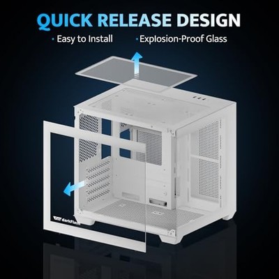 DARKFLASH ITX PC CASE PRE-INSTALL 3 PWM ARGB FANS COMPUTER CASE - WHITE