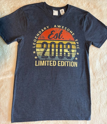 2003 Limited Edition -Legendary- Awesome -Epic-Men's T-Shirt-Heather Blue -S-NWT