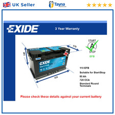 EFB Car Battery fits TOYOTA AVENSIS VERSO AURIS COROLLA VERSO 2005 on Stop Start