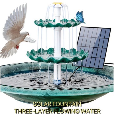 3.5W Solarbrunnen für Draussen, 3Schicht abnehmbares Vogelbad und Vogelfutter Z