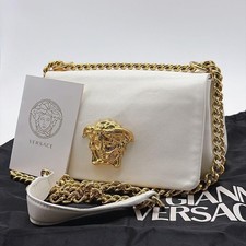 Versace Medusa borsa a tracolla con patta catena borsetta pelle bianca donna autentica