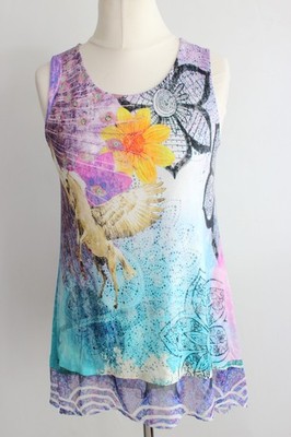 Desigual Ärmelloses Shirt Gr. S 36 Mehrfarbig