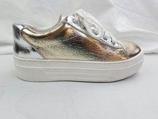 Steve Madden Size 5M Women Gold Silver Colorblock Platform Lace Fashion Sneakers
