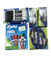 Set of 5 Expo Dry Erase Marker Whiteboard Eraser Bundle 24 Count Assorted Colo