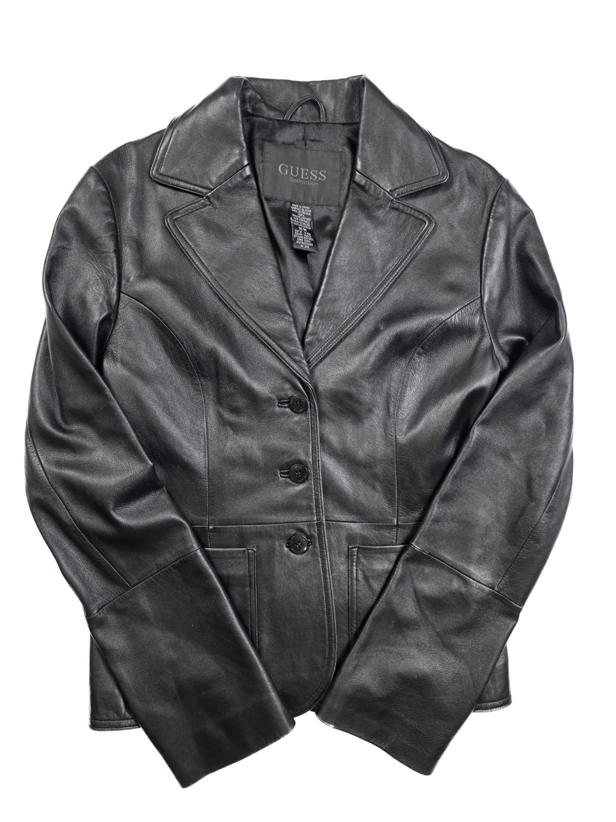 Guess Black Front Button Side Pocket Leather Blaz… - image 1