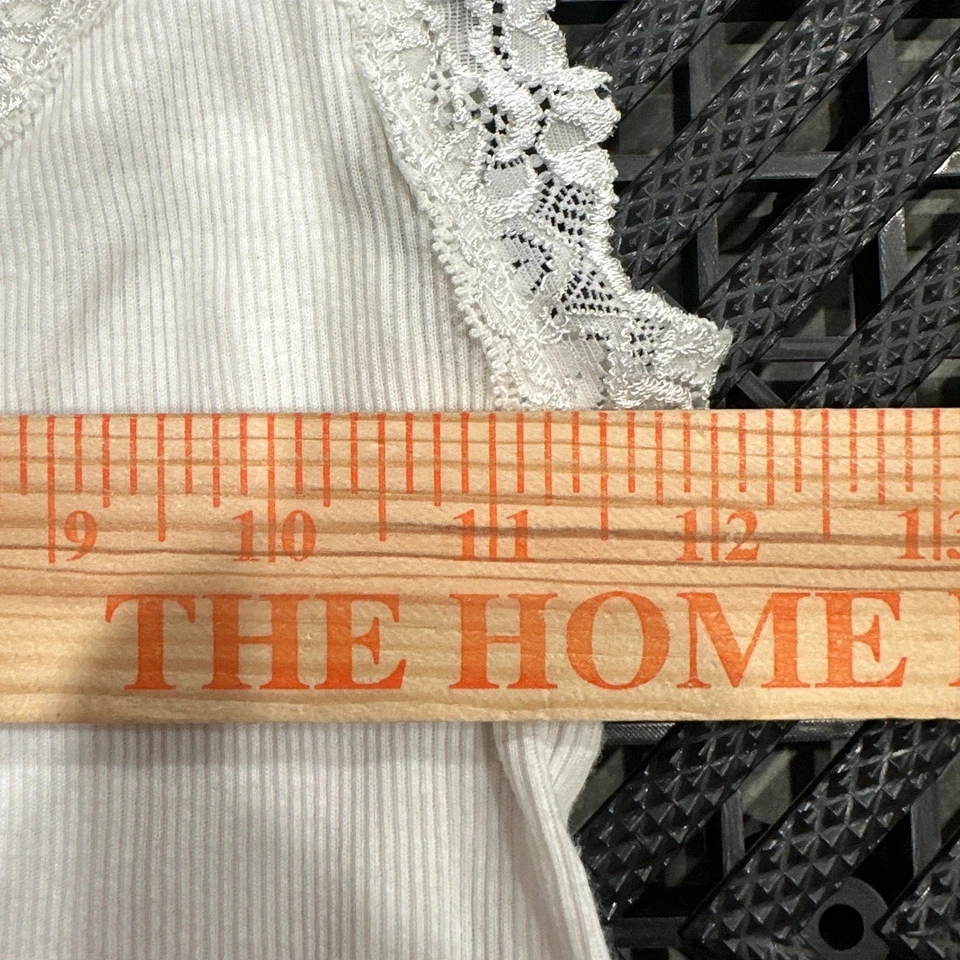 Camiseta sin mangas acanalada con ribete de encaje Lucky Brand blanca sin mangas informal verano Foto 4 de 4