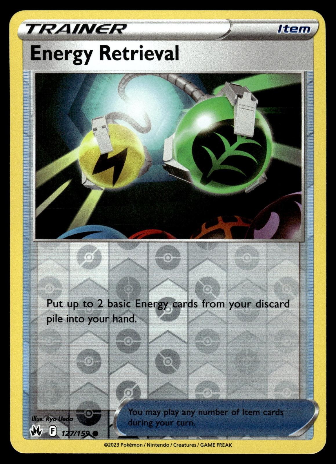 Energy Retrieval 127/159 Common Crown Zenith Pokemon Reverse Holo Near Mint