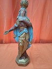 Antike Gips Madonna Gekrönt ca. 40cm - Heiligenfigur Marienfigur Patina