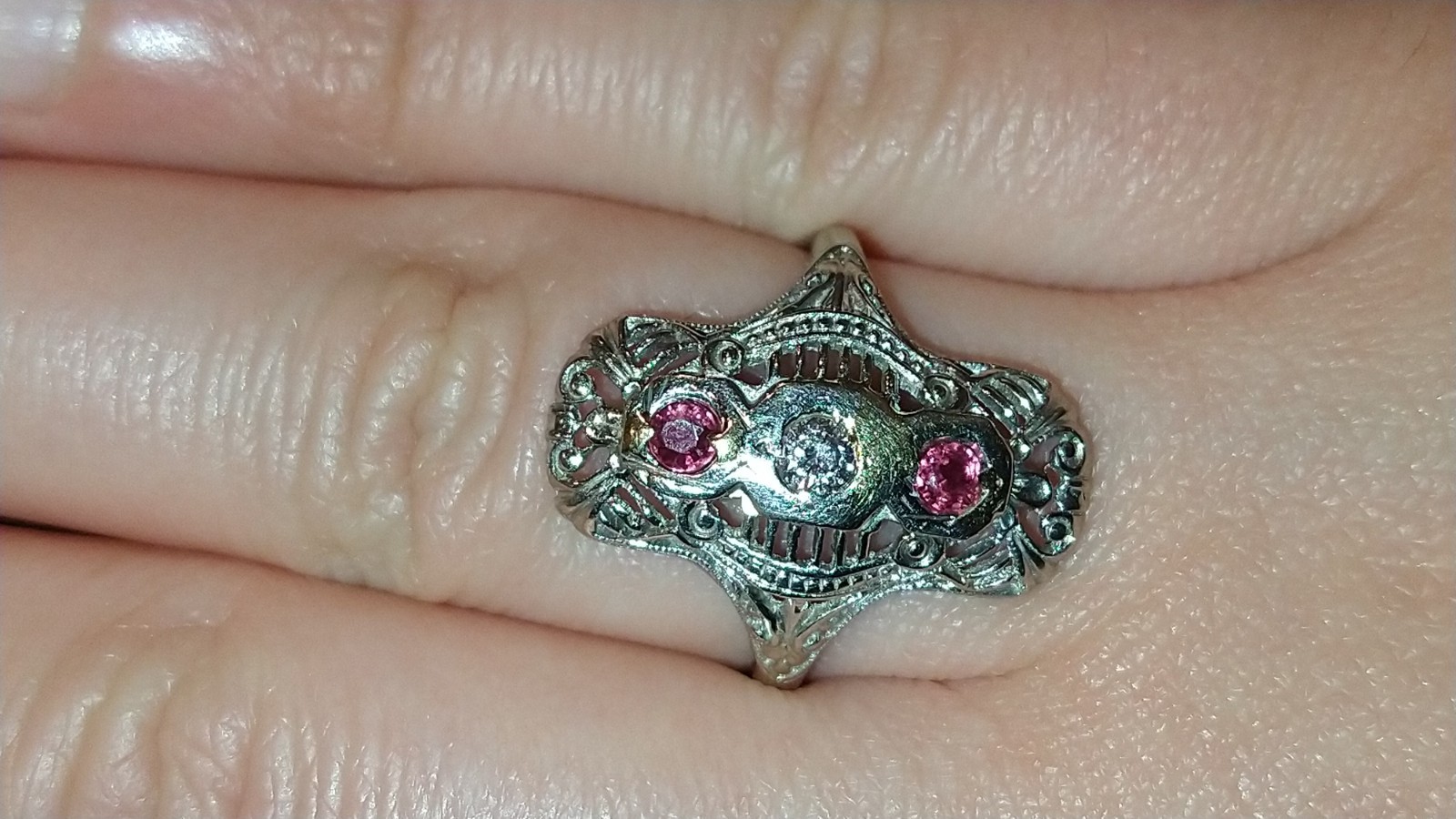 Solid 14k white gold diamond ruby ring 3.3 grams … - image 18