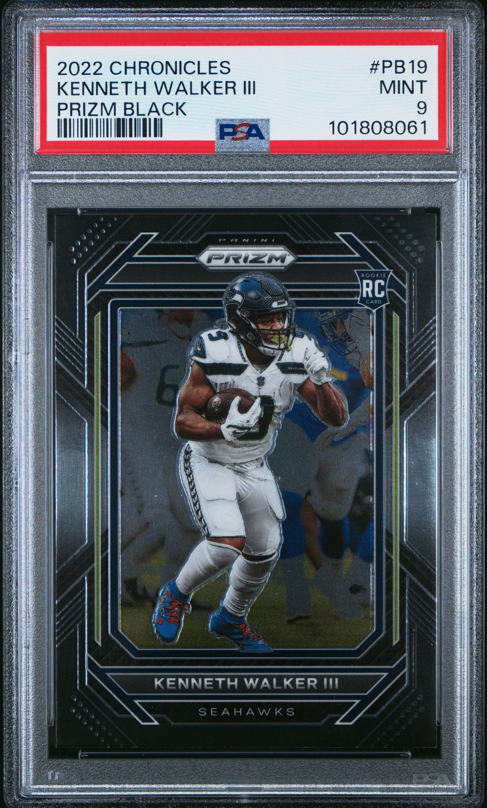 2022 PANINI CHRONICLES PRIZM BLACK #PB19 KENNETH WALKER III PSA 9