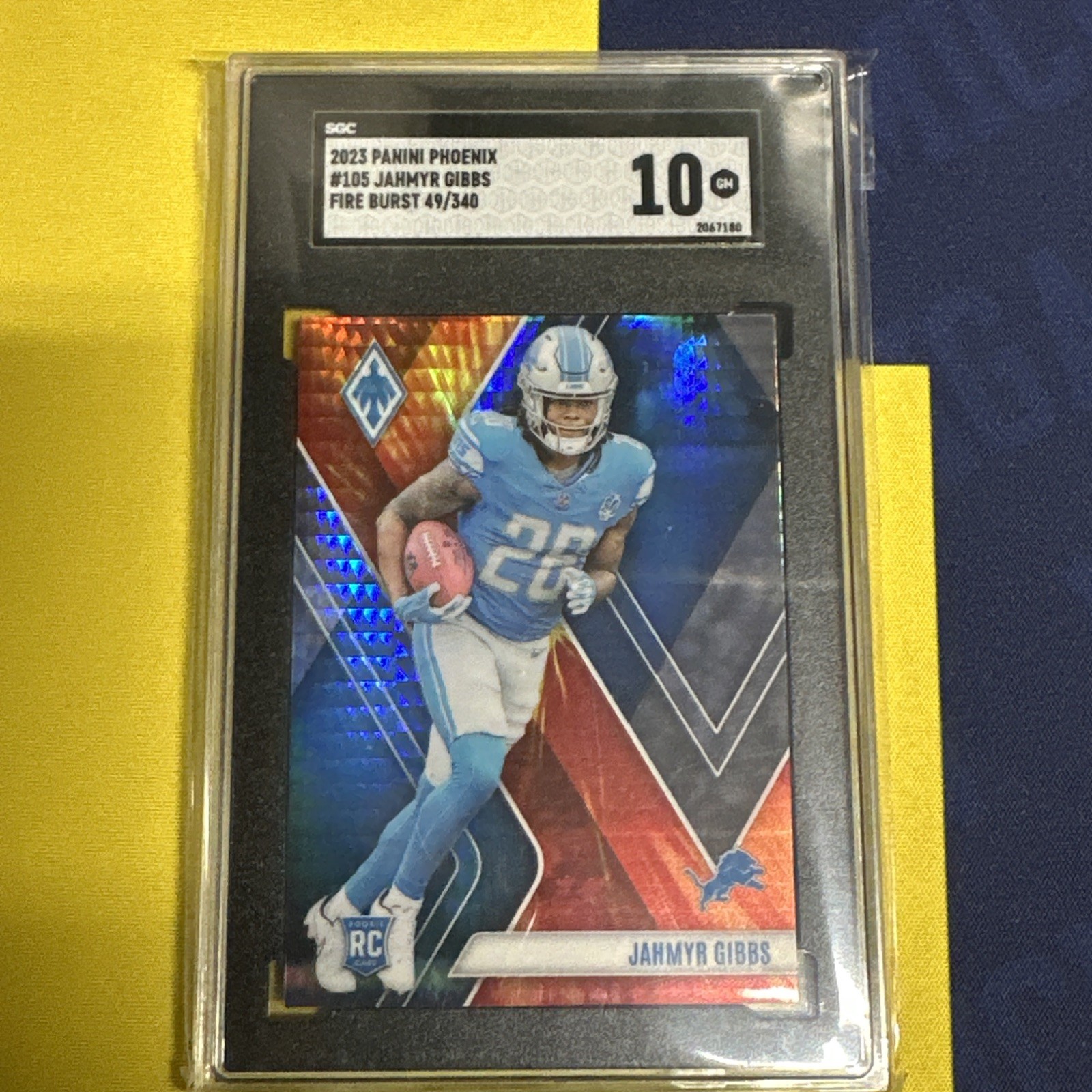 2023 PANINI PHOENIX FIRE BURST #105 JAHMYR GIBBS /340 PSA 10