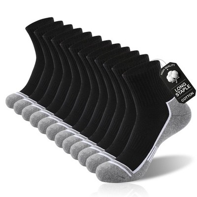 Urban Virgin Mens Athletic Quarter Running Compression 9-12, Black(6 Pairs) 