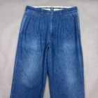 Vintage Polo Ralph Lauren Jeans Mens 34x30 Blue Pants Pleated Baggy (Tag35x30)