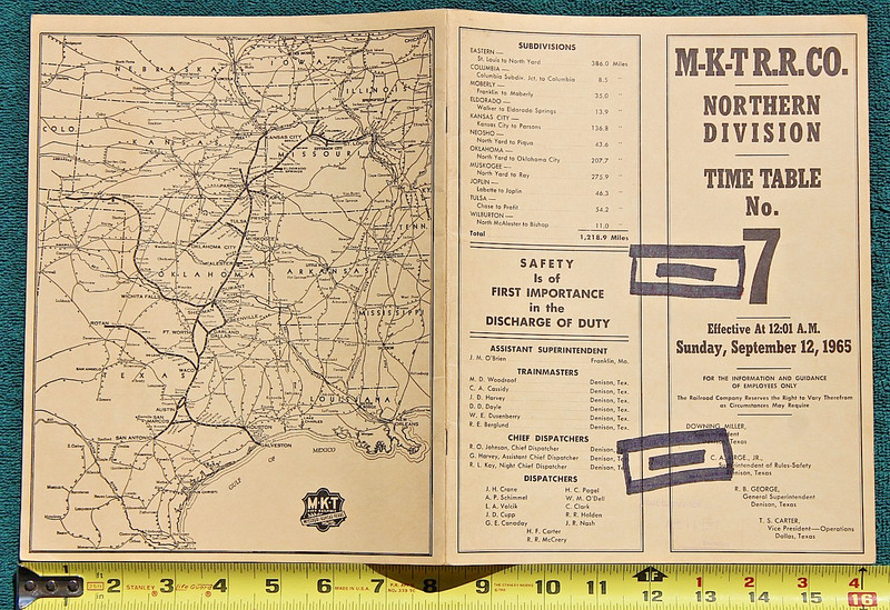 1965 Missouri Kansas Texas MKT Railroad Northern Div KATY Railway Oklahoma RR