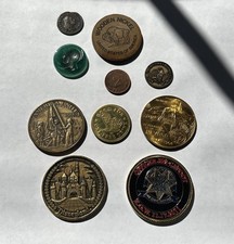 Lot of 10 tokens-Wooden bar, Challenge coin, 2 foreign coins, Disney Token +