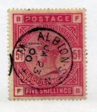 1883 5/- rose cds but washed. SG 180. Cat £130.