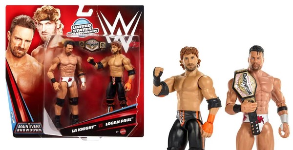 Wwe Main Event Showdown La Knight Vs Logan Paul Figurki 2-Pak Jhj55 Wb4 Mattel-image