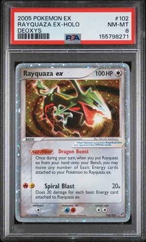 Rayquaza EX Holo 102/107 PSA 8 Deoxys Pokemon Card Game