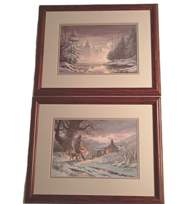 2 Vintage Lee Roberson Framed Prints Nearly Home 1988 Night Dawn 1992